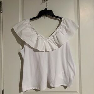 Crown & Ivy White Ruffled Blouse